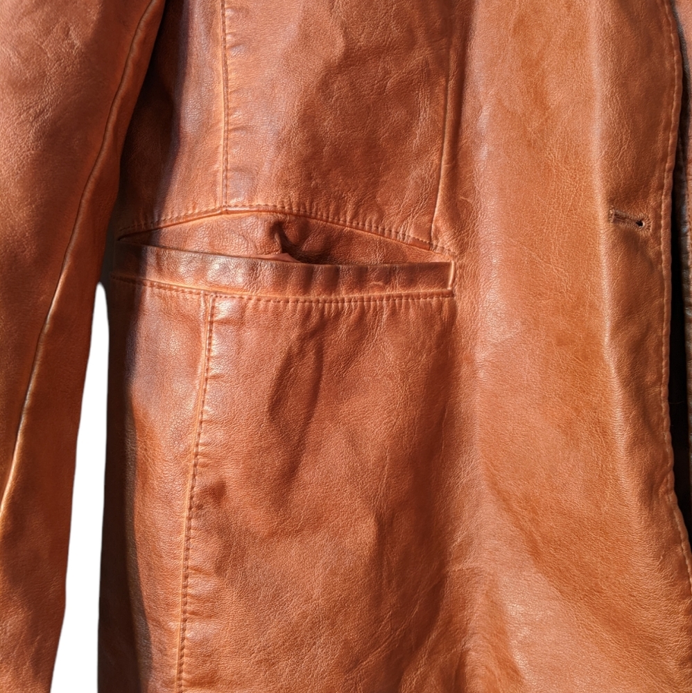 bagatelle Chestnut Brown Faux Leather Blazer Jacket - Picture 4 of 8